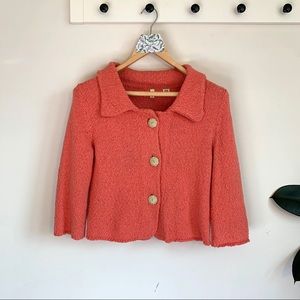 Anthropologie Moth Coral Knit Cardigan Blazer
